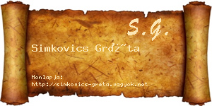 Simkovics Gréta névjegykártya